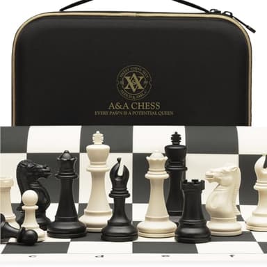 Jeu D'échecs De Tournoi avec Plateau en Silicone Pliable De 51*51 cm Et Pièces Staunton Quadruplement Lestées, Facile A Emballer Et A Transporter, Edition Classique Super Lourde, 2 Joueurs