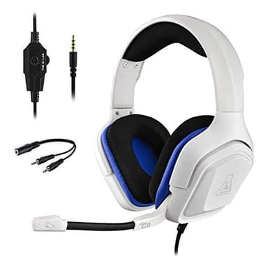 THE G-LAB Korp COBALT Casque Gaming PS4 - Micro Casque Gamer Audio Stéréo, Ultra Léger, Fortes Basses - Micro 3.5mm Jack pour PC PS4 Xbox One Mac Nintendo Switch Tablette Laptop Smartphone (Blanc)