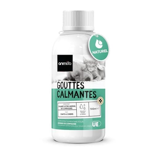 Anti Stress Chien & Chat Gouttes 100ml - Calmant Chien Anxieux - Aide À Calmer Anxiété, Apaisement Voiture, Comportement Hyperactif - Riche en Vitamine B3, D3, Calcium, Taurine - sans Somnolence