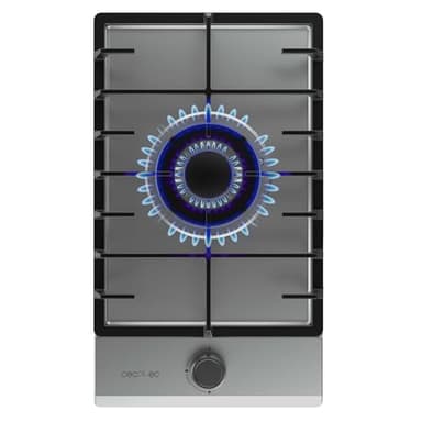 Cecotec Plaque de Gaz Butane et Naturel 1 Feu Bolero Squad G 1200F Inox. 3500 W, Acier Inox, Grilles Complètes en Fonte, Brûleur WOK Triple Couronne, Allumage Électrique, Système de Sécurité