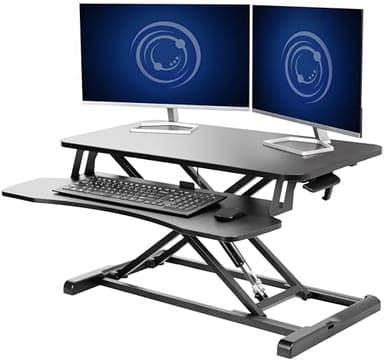 VIVO Bureau à Hauteur réglable Debout Assis pour Tenir convertisseur Riser Ressort à gaz 32" Large Poste de Travail de Table Correspond à Double écran (bureau-v000k)
