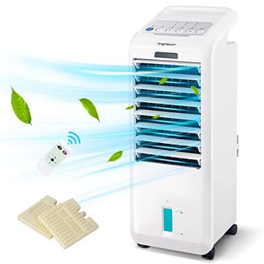Aigostar Koud rafraichisseur d'air, Climatiseur Portable, Climatiseur Mobile avec Télécommande. 55W, 3 Vitesses. Grand Angle Oscillation, Minuterie de 7h, Réservoir de 5 L.