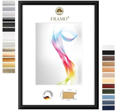 FRAMO Cadre photo en bois 50 x 150 cm (Dimension de l'image) en Noir mat | Taille sélectionnable | Affiches | Puzzle | Collage | Sur mesure | personnalisés