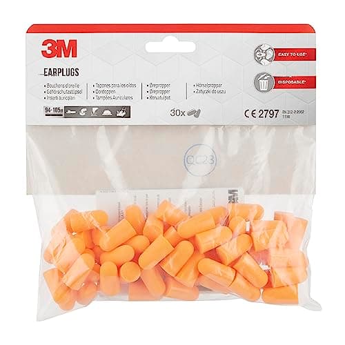 3M Bouchons d'oreille 1100, Légers et mousse souple pour un port confortable, protection auditive contre les niveaux de bruit dans la gamme de 94 à 105 dB (SNR : 35 dB), 30 paires