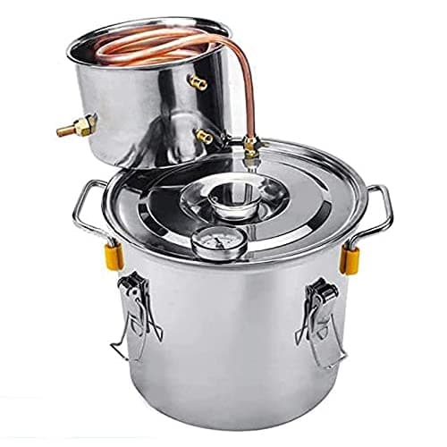 ANZAGA Distillateur à Tube de cuivre en Acier Inoxydable avec thermomètre intégré pour Le Brassage à Domicile,6 l/1.5 Gal