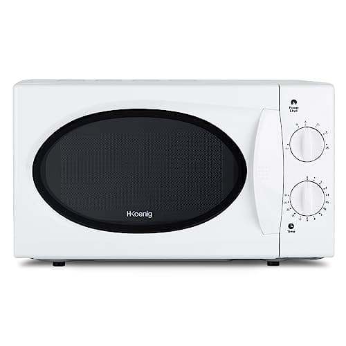 H.Koenig Micro-ondes Compact 20L VIO6 Blanc, Puissant 700W, Plateau tournant 24,5cm, Multifonction 5 niveaux de chauffe et fonction décongélation, Minuterie jusqu'à 30min, Rapide, Plan de travail