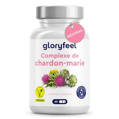 Complexe de Chardon Marie, Pissenlit, Artichaut et Desmodium, Detox Foie Puissant et Rapide, Fortement Dosé en Silymarine, Testé en Laboratoire, 60 Capsules, Sans Additifs, 100% Végan