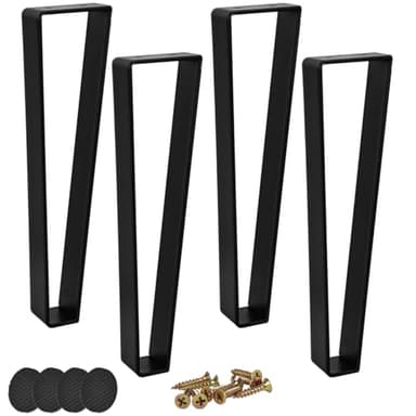 Btowin Lot de 4 pieds de meubles trapézoïdaux en métal de 30 cm, pieds de table de style moderne en épingle à cheveux, pieds de canapé robustes pour projets de bricolage, table basse, meuble TV,