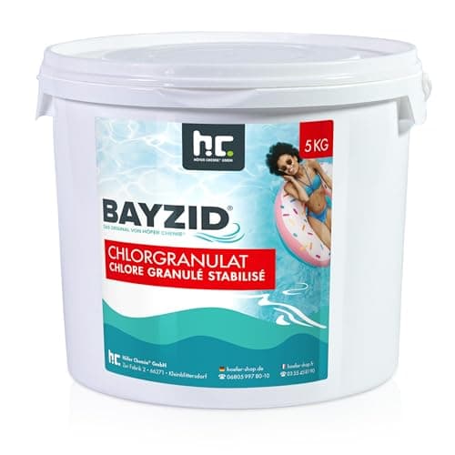 Höfer Chemie 1 x 5 kg BAYZID Granulé de Chlore Choc pour Piscine – Hautement Efficace, Rapidement Soluble, Désinfection Ultra-Rapide pour Une Eau Propre et Hygiénique