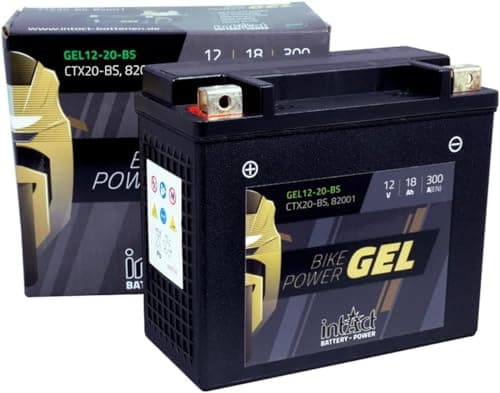 intAct - BATTERIE MOTOCYCLE GEL | Batterie offrant +30% de puissance de démarrage Pour moto, quad, etc. | GEL12-20-BS, CTX20-BS, 82001, batterie 12V, 18 AH (c20), 300 A (EN) | Dim : 175x87x155mm