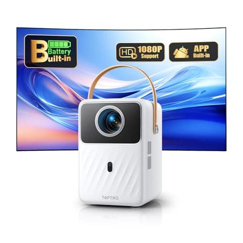 【Batterie&Android TV】Vidéoprojecteur Portable, TOPTRO Projecteur Video Portable FHD 1080P,380ANSI Videoprojecteur 5G WiFi Bluetooth Auto Keystone&Focus Électrique,Retroprojecteur Extérieur/Home Cinéma