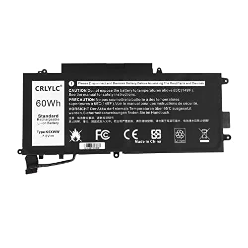 CRLYLC 7.6V 60Wh K5XWW Batterie pour Portable Dell Latitude 5289 7389 7390 E5289 P29S001 P29S002 2-in-1 L3180 Latitude 12 5000 5289 Series Notebook 6CYH6 71TG4 725KY J0PGR N18GG 7500mAh 4-Cell Battery