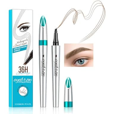 Crayon à Sourcils Liquide Crayon Sourcils Tatouage 4 Points Crayon à Sourcils Microblading Imperméable Durable Naturelle Crayon Sourcils Eyebrow Pen Maquillage Professionnel Naturelle (Brun Clair 01#)