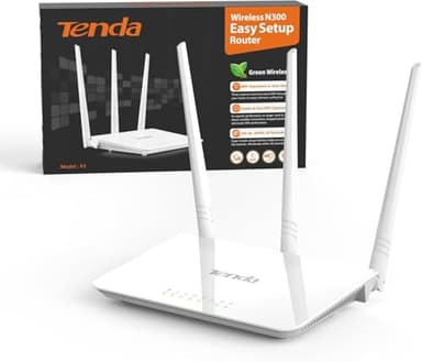 Tenda F3 Routeur WiFi N300, Routeur sans Fil jusqu'à 300 Mbps en 2,4 GHz, Point d'accès WiFi avec 3 * 5dBi Antennes, 3 Ports LAN/WAN, Contrôle Parental, Réseau Invité, Configuration Facile, Blanc