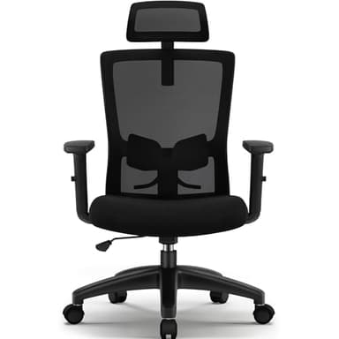 Aiidoits Chaise Bureau Ergonomique, Chaise de Bureau, Fauteuil de Bureau 150kg, Siège avec Le Support Lombaire Réglable, Appui-tête et Accoudoirs Ajustables, Confortable Coussin Assise 8cm