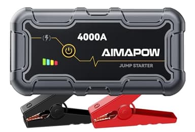 Booster Batterie Voiture 4000A, Démarreur de Voiture(Jusqu'à 7.0L Essence ou 5.5L Gazole), AIMAPOW Booster de Batterie, 12V Jump Starter avec Pinces de Sûreté Intelligentes, 3 Modes Lampe à LED
