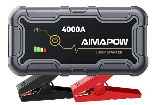 Booster Batterie Voiture 4000A, Démarreur de Voiture(Jusqu'à 7.0L Essence ou 5.5L Gazole), AIMAPOW Booster de Batterie, 12V Jump Starter avec Pinces de Sûreté Intelligentes, 3 Modes Lampe à LED