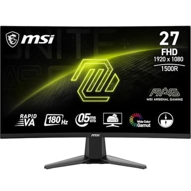MSI MAG 27C6F écran Gaming incurvé FHD de 27" - Dalle Rapid VA 1920 x 1080 1500R, 180 Hz / 0,5ms (GtG, Min.), Adaptive-Sync - DP 1.2a, HDMI CEC