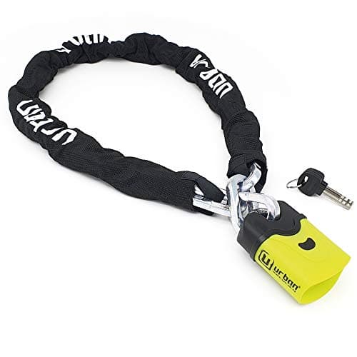 URBAN U4K120 Antivol Moto, Chaîne Haute Sécurité en Acier Trempé ø10, Cadenas Double Verrouillage, Serrure Anti-Crochetage, Antivol Vélo Chaîne Sécurité pour Ancrage Garage, Anti Vol Scooter, 120 cm