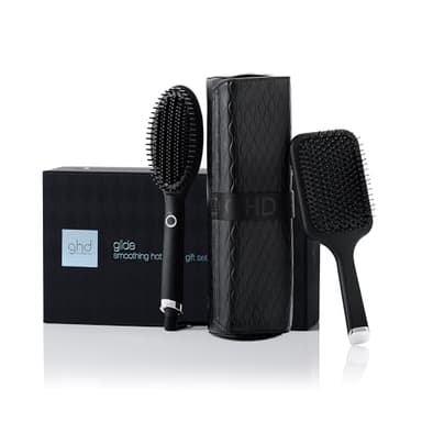 GHD - Coffret Glide - Brosse Chauffante Lissante (Noire), Brosse & Pochette incluses. Lissage Rapide & Facile, Volume Préservé, Résultats sans Frisottis. Coiffage Professionnel Tous Types Cheveux