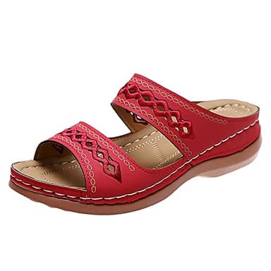 Mules pour femme - Sandales en cuir - Pieds larges - Chaussures d'été respirantes - Semelle extérieure en cuir - Chaussures de jardin - Sandales compensées confortables - Chaussures orthopédiques