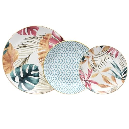Tognana Tropical Rosè, Service d'assiettes 18 pièces, porcelaine, multicolore