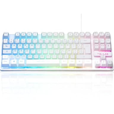 The G-Lab Keyz Caesium TKL Clavier Gamer TKL 87 Touches Filaire USB AZERTY Français, Rétro-Éclairage LED Multicolore - Clavier Gaming Compact sans Pavé Numérique pour PC/PS4/PS5/XBOX (Blanc)
