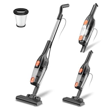 Aspirateur Balai avec Fil, Aspirateur Balai Filaire Puissant 20Kpa 600W, 3 en 1 Aspirateur à Main avec 5m Long Câble, Aspirateur sans Sac Léger Anti-Emmêlement pour Poils d'animaux Tapis Sol Dur
