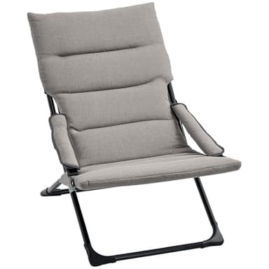 Outsunny Chaise Pliante extérieur, Chaise Pliante Camping avec Coussin rembourré Amovible et accoudoir, Chaise de Jardin Pliante pour Patio, terrasse, arrière-Cour, Gris