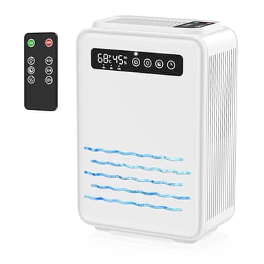 Déshumidificateur amélioré (télécommande) pour chambre à coucher, réservoir d'eau de 2,8 L, petit déshumidificateur silencieux de 75 m² pour sous-sol, maison, salle de bain avec arrêt automatique
