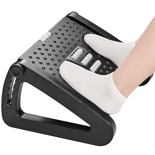 HEETA Repose Pied Bureau, Repose Pieds Ergonomique à Hauteur Réglable avec Fonction Masseur pour Bureau et Maison