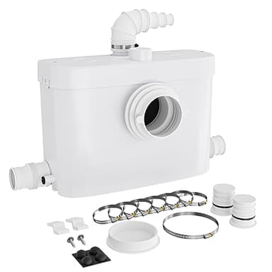 XPOtool Pompe de relevage 3/1 avec Raccord frontal – 450 W – 475 x 154 x 306 mm – 6900 l/h – Refoulement 7,5 m/75 m – Pour Eaux usées chargées WC – Station de Pompage Assainissement