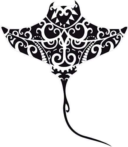 Raie Manta tiki sticker adhésif couleur lézard - Taille : 4 cm - Couleur : noir
