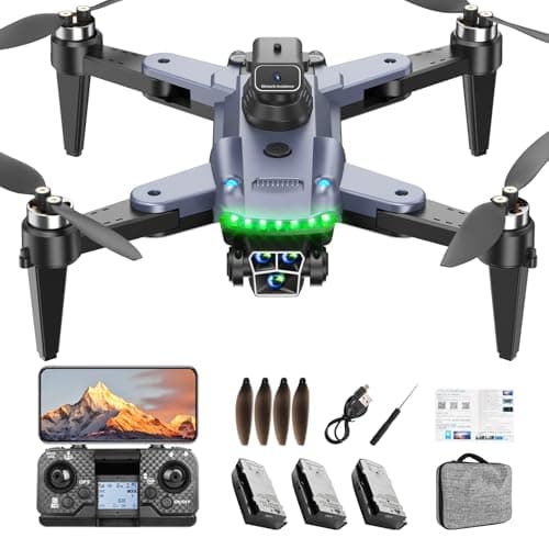 HYTOBP S166 Drone avec caméra 4K professionnel, GPS Drones avec 3caméras/batteries, quadricoptère FPV RC, moteur sans balais, retour automatique, retour batterie faible, Follow me, moins de 249g, Noir