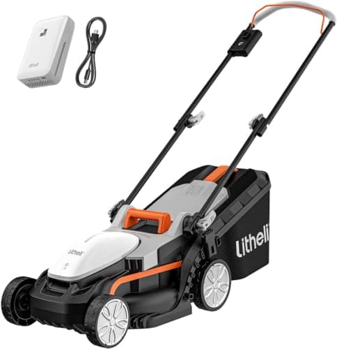 Litheli Tondeuse à Gazon sans Fil 33cm, 2X 20V Batteries 4.0Ah, Hauteur Réglable 25-65mm, Bac 30L, pour Pelouses jusqu'à 200m² (Jardin & Petits Espaces)