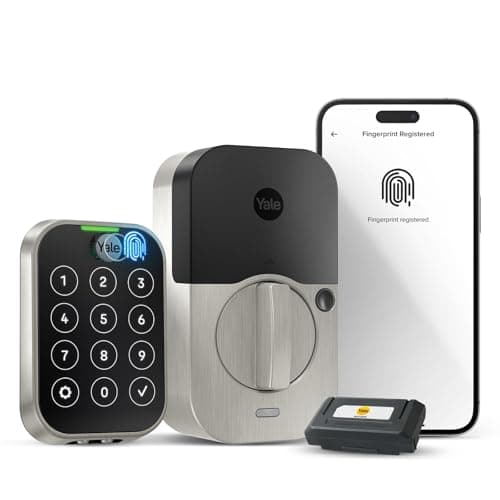 Yale Assure Lock YRD450-F-BLE-619 Serrure de porte d'entrée sans clé en nickel satiné avec clavier numérique tactile et scanner d'empreintes digitales (sans Wi-Fi), YRD450-F-BLE-619