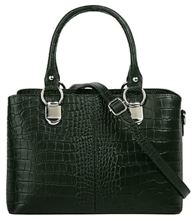 Cluty Sac à bandoulière Femme cuir véritable | Fabriqué en Italie, sac à main aspect crocodile, sac à bandoulière pour femme, sac à poignée élégante 021374
