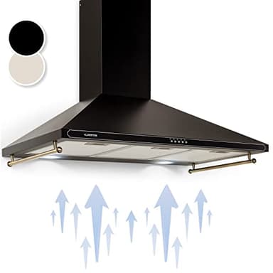 Klarstein Hotte Aspirante 90 cm, Hottes de Cuisine avec Filtre de Hotte en Aluminium, Débit d'Air Puissant de 645m³/h, Eclairage LED, Extracteur d'Air Silencieux, Hotte Efficace avec Evacuation