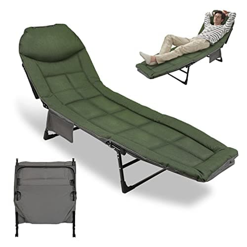 Gimisgu Chaise longue pour pêche à la carpe - 200 x 64 x 32 cm - Pliable - Charge maximale : 150 kg - Lit de camping rembourré