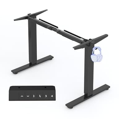 FLEXISPOT Basic Bureau Assis Debout Bureau Électrique Réglable en Hauteur, Cadre en Acier à 2 Étages avec Puissant MoteurBouton, Haut et Bas, Noir