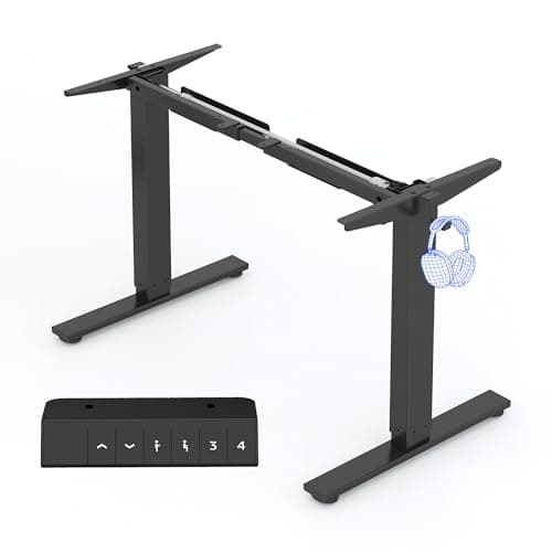 FLEXISPOT Basic Bureau Assis Debout Bureau Électrique Réglable en Hauteur, Cadre en Acier à 2 Étages avec Puissant MoteurBouton, Haut et Bas, Noir