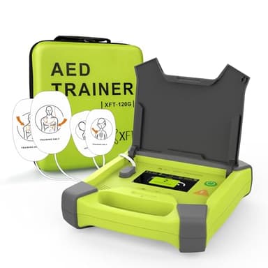 Professionnel AED Trainer avec Écran et Télécommande, Défibrillateur de Formation CPR Training, 10 Scénarios de Formation, 4 Invites Vocales Français & Allemand & Anglais & Néerlandais (XFT-120G)