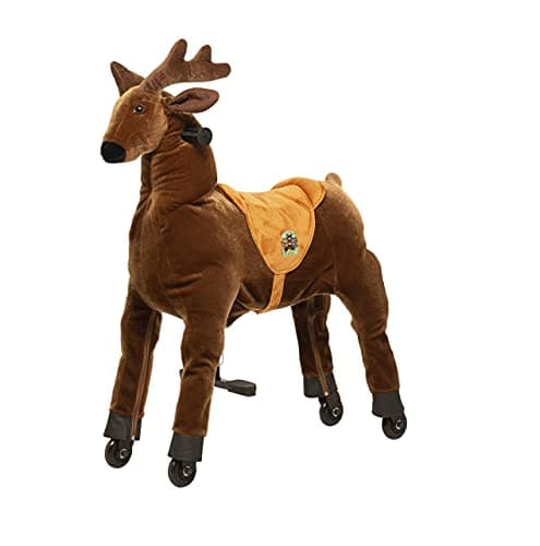animal riding- Tiere ARR008L-Animal Riding-Élan Rudi-Taille XL-pour Enfants de 8 à 12 Ans-Couleur : Marron-Hauteur de la Selle : 80 cm-avec roulettes, ARR008L