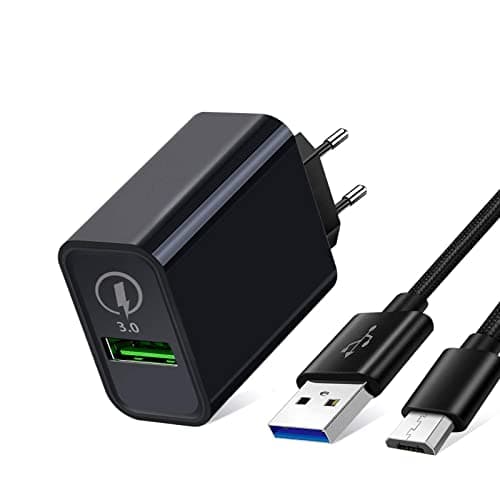 Chargeur Secteur et Câble Micro USB pour Samsung A10/A7 2018/A6 Plus/J6 J3 J5 2016 2017 J4,Huawei P Smart 2019/P8 Lite/P9 Lite/P10 Lite/Y5 Y6 Y7,Honor 8X 8A/Honor 9 Lite/10 Lite/20 Lite,Charge Rapid