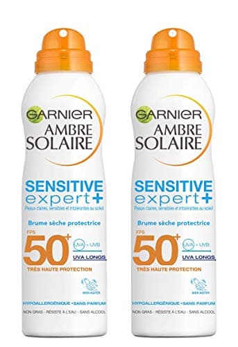 Garnier Ambre Solaire - Sensitive Expert + - Brume Sèche - Visage et Corps - FPS 50 - Lot de 2 x 200 mL