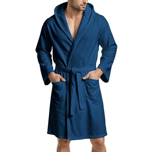 PETTI - Peignoir Femme, Peignoir Homme, Peignoir de Bain, Peignoir de Bain Femme, Peignoir de Bain Homme, Nuit Bleue/XL