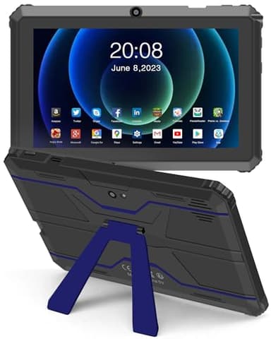 Haehne Tablette Android, Tablette 7 Pouces, avec Support, Compatible avec Une Carte TF de 256 Go, Bleu, Q88A