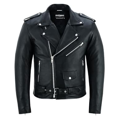 Bohmberg Veste de moto en cuir pour homme noire - Blouson classique pour motard sur la route - Style Brando rétro Café Racer - XL
