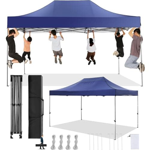 COBIZI Tonnelle Pliante 3x4,5 Imperméable,Tonnelle de Jardin Exterieur sans Parois Latérales,Barnum Pliant 3x4,5,Anti UV Tonnelle Tente pour Exterieur Plage Terrasse (3 par 4,5m Bleu Foncé)