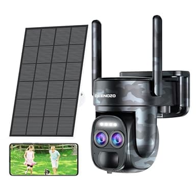 [8X Zoom Hybride] 4K 5Dbi Camera Surveillance WiFi Exterieure sans Fil Solaire,360°PTZ Caméra IP Batterie,avec Panneau Solaire,Suivi automatique,AI,Vision Nocturne Couleur,Sirène,Audio Bidirectionnel